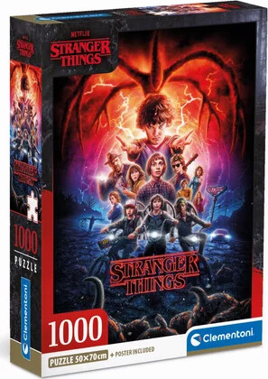 Clementoni Puslespil - Stranger Things - 1000 Brikker Inkl. Plakat