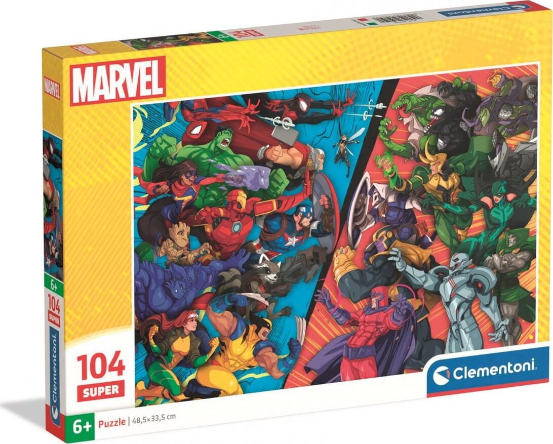 Puslespil Super Marvel Heroes Vs Villains - 104 Brikker