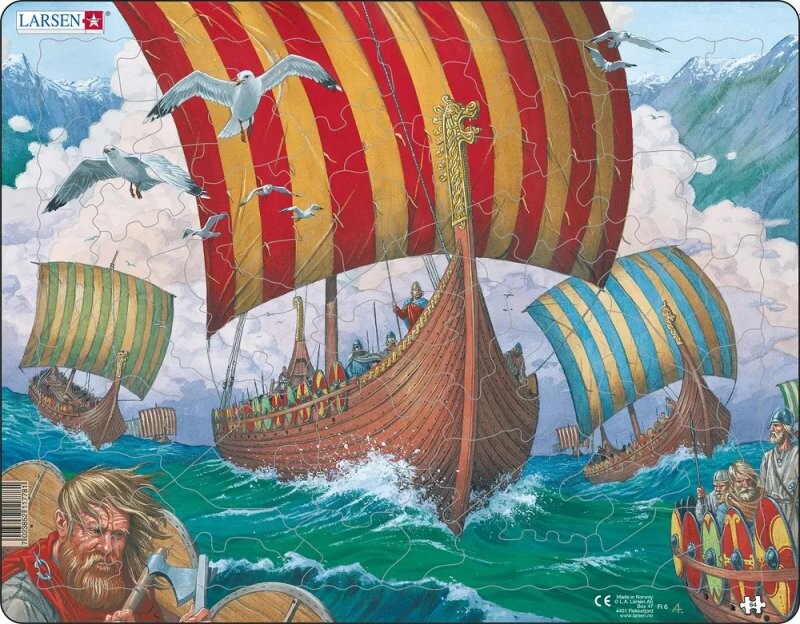Billede af Larsen Puslespil - Vikingskibet Ormen Lange - 64 Brikker