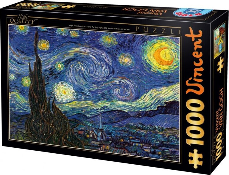 Billede af Puslespil Med 1000 Brikker - Vincent Van Gogh - Stjerneklar Nat hos Gucca.dk