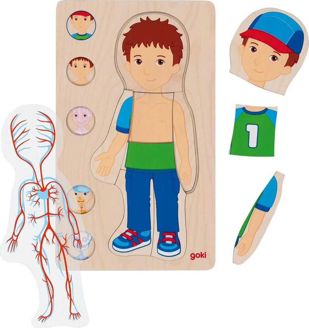 Goki Wooden Layer Puzzle Human Body Boy 29 pcs.