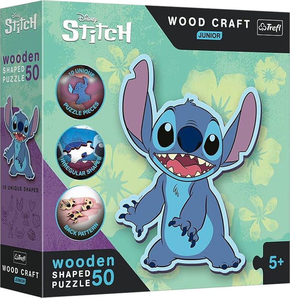 Puzzle - Wooden Shaped Junior - Lilo & Stitch (50 Pieces)