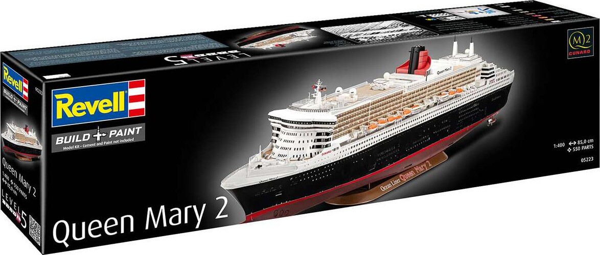 Revell 05223 - Queen Mary 2 Byggesæt - Build And Paint - 1:400