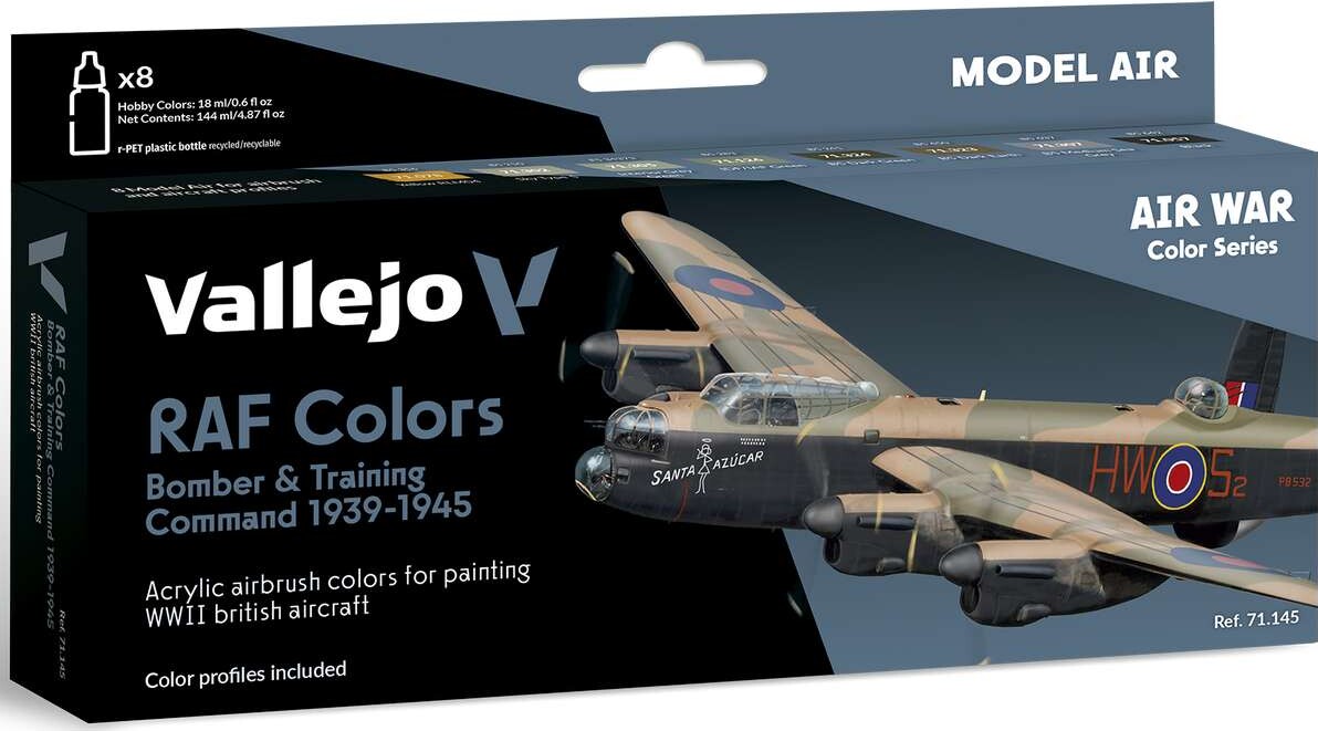 Vallejo - Model Air Maling Sæt - Raf Bomber & Training - 8x17 Ml