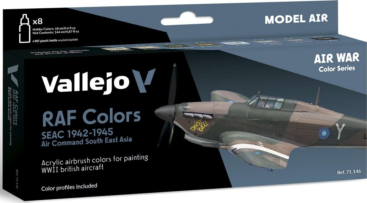 Vallejo - Model Air Maling Sæt - Raf Seac 1942-45 - 8x17 Ml