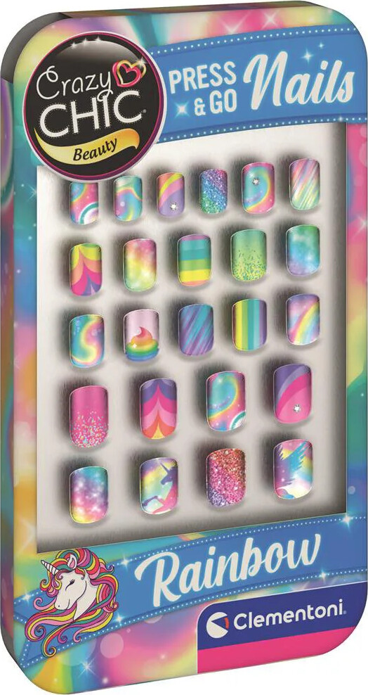 Clementoni - Rainbow Crazy Chic Beauty - Press & Go Nails