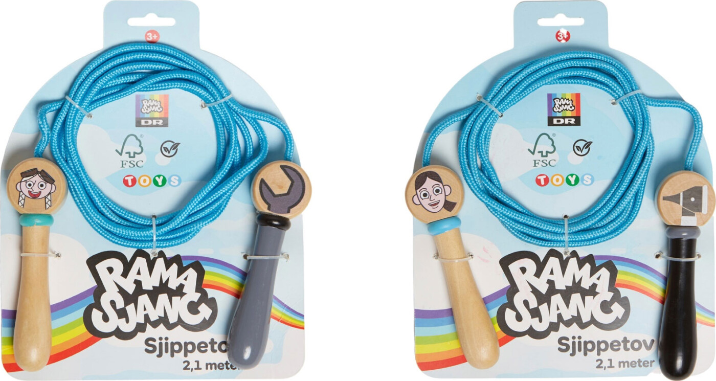 Impulse Toys Ramasjang Skipping Rope 2-asst Motormille Bamselægen w/wooden handle (FSC)