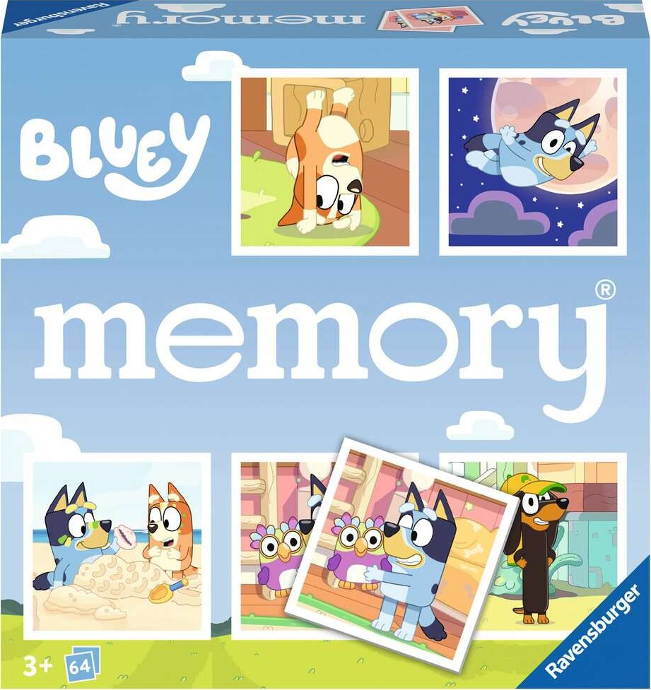 Se Bluey Memory Vendespil - 64 Kort - Ravensburger hos Gucca.dk