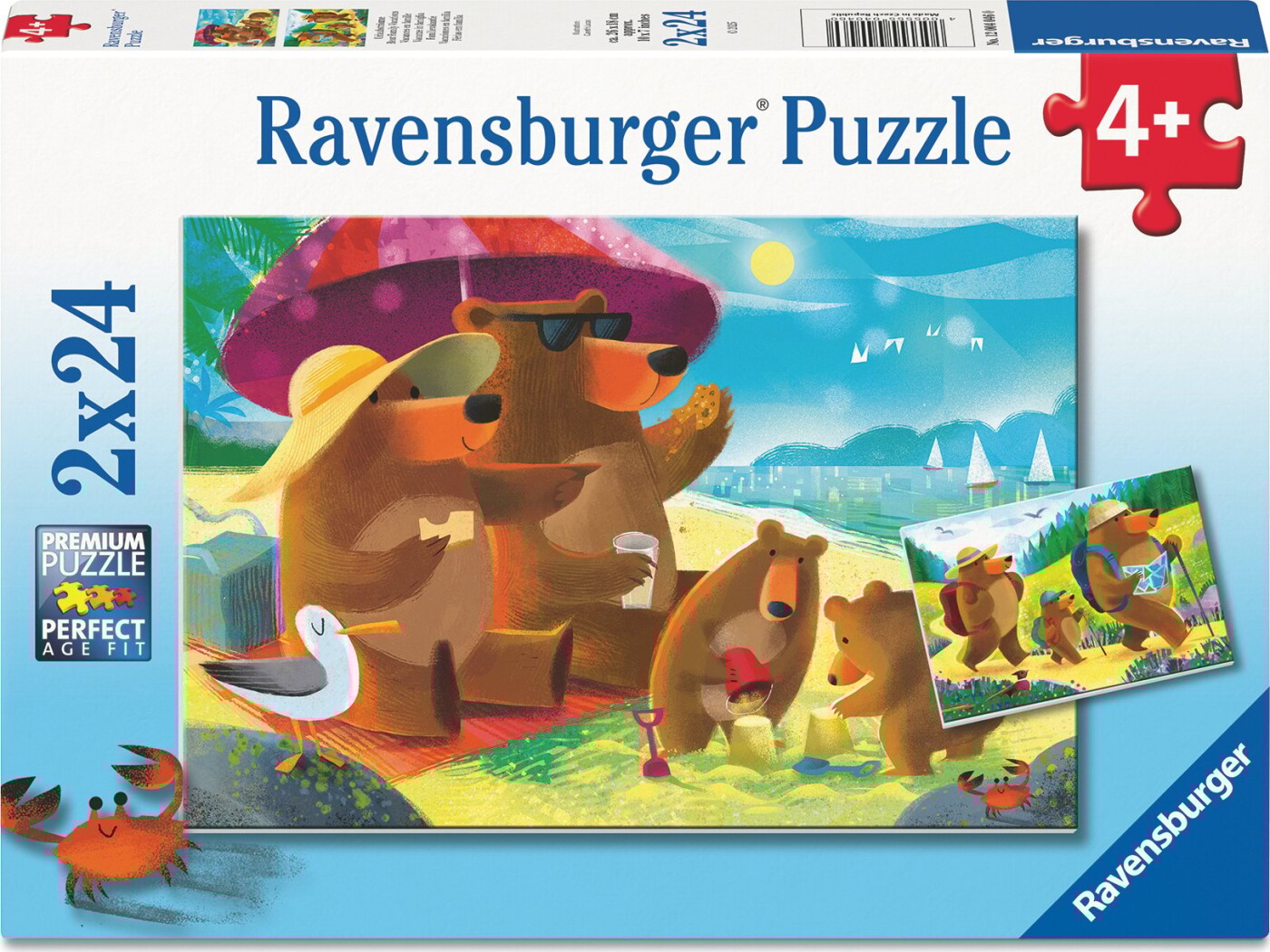 Ravensburger Puslespil - 2x24 Brikker - Bjørnefamilie På Ferie