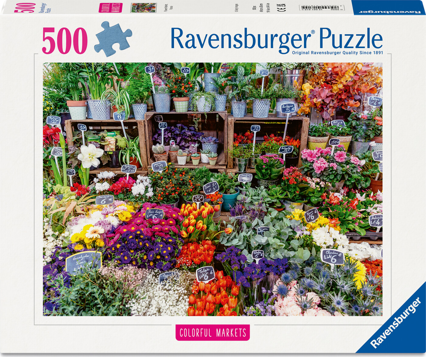 Ravensburger - Flower Market, France - 500 Brikker - Colorful Markets