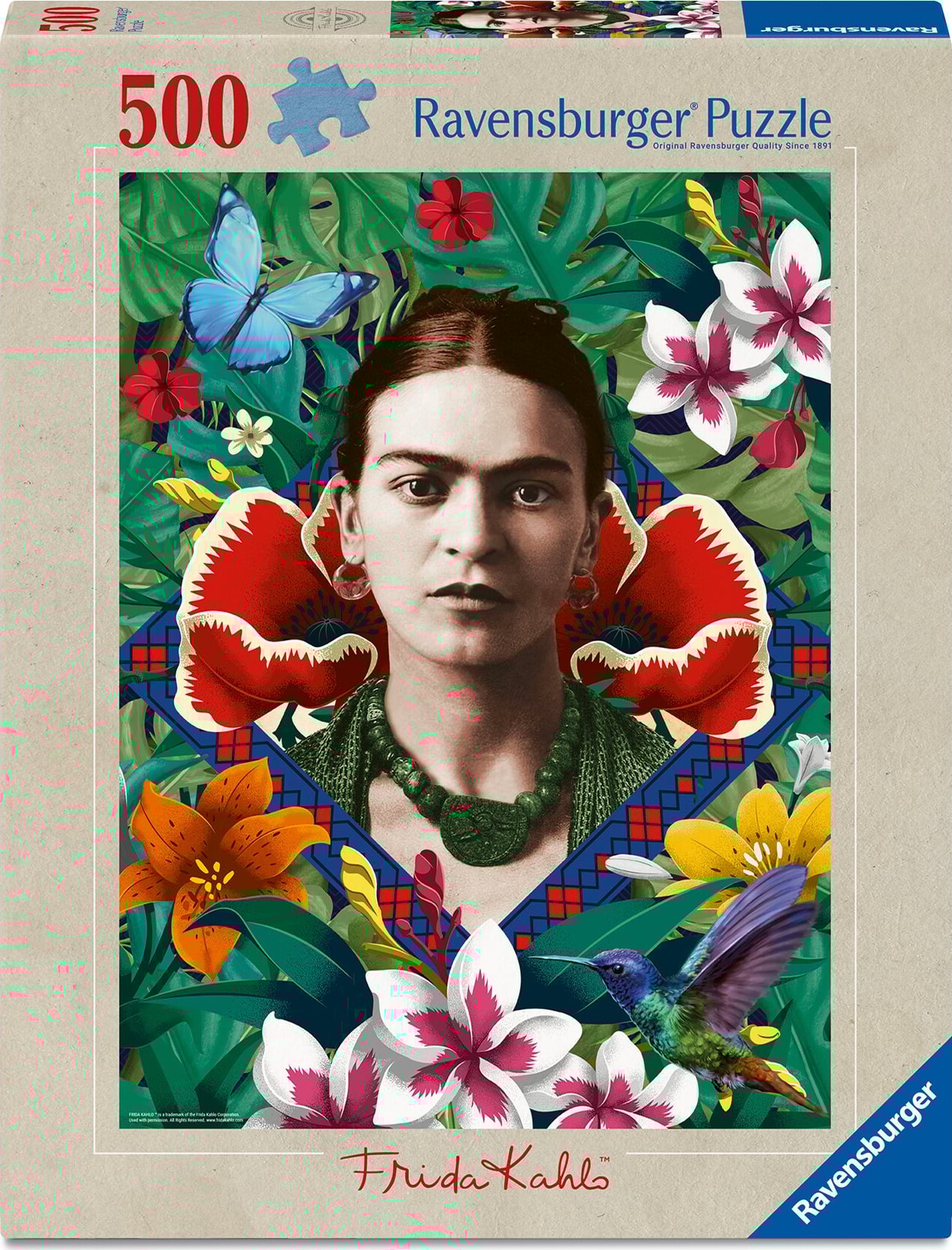 Ravensburger - Blooming Fantasy - Frida Kahlo - 500 Brikker