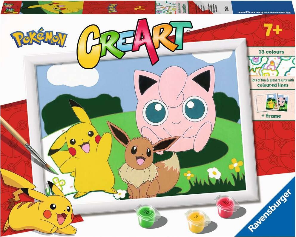 Pokémon - Creart Classics - Mal Efter Tal - Inkl. Maling Og Ramme