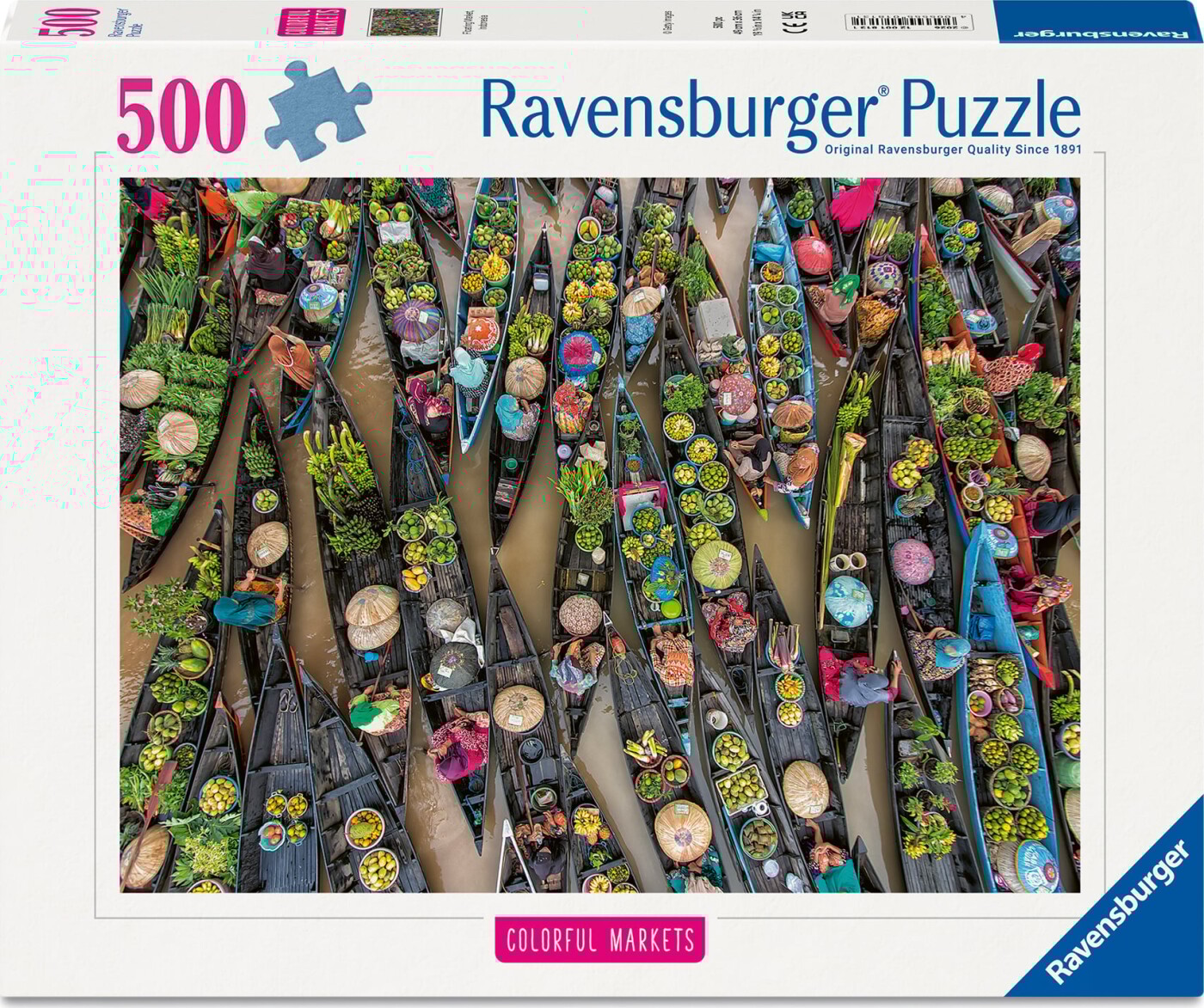 Ravensburger - Floating Market, Indonesia Puslespil - 500 Brikker