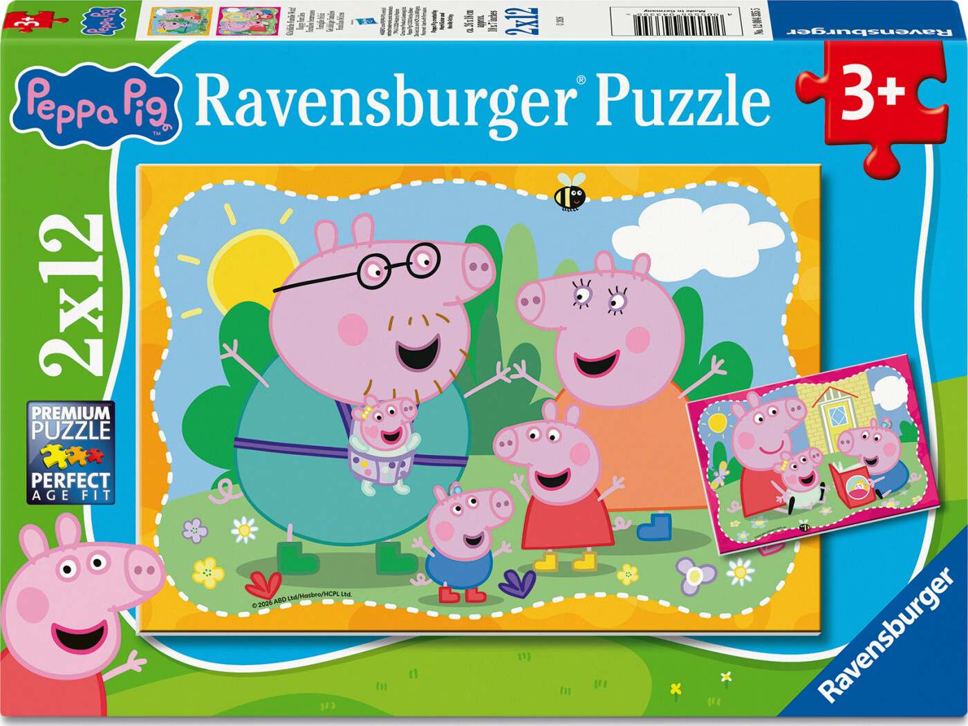 Ravensburger - Peppa Pig Happy Families Puzzle - 2x12 Brikker