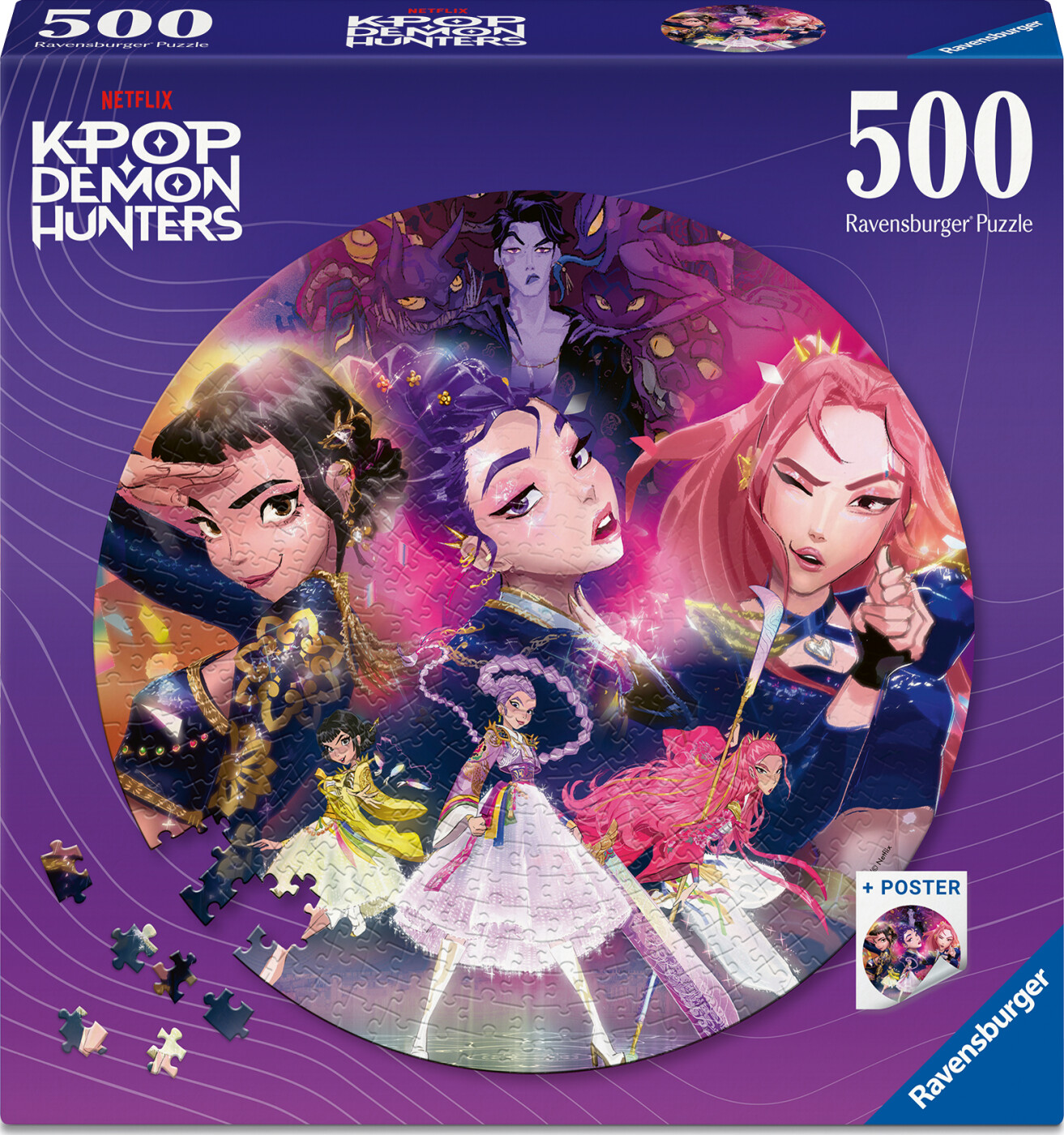 Ravensburger - K-pop Demon Hunters Puzzle - Circle - 500 Brikker