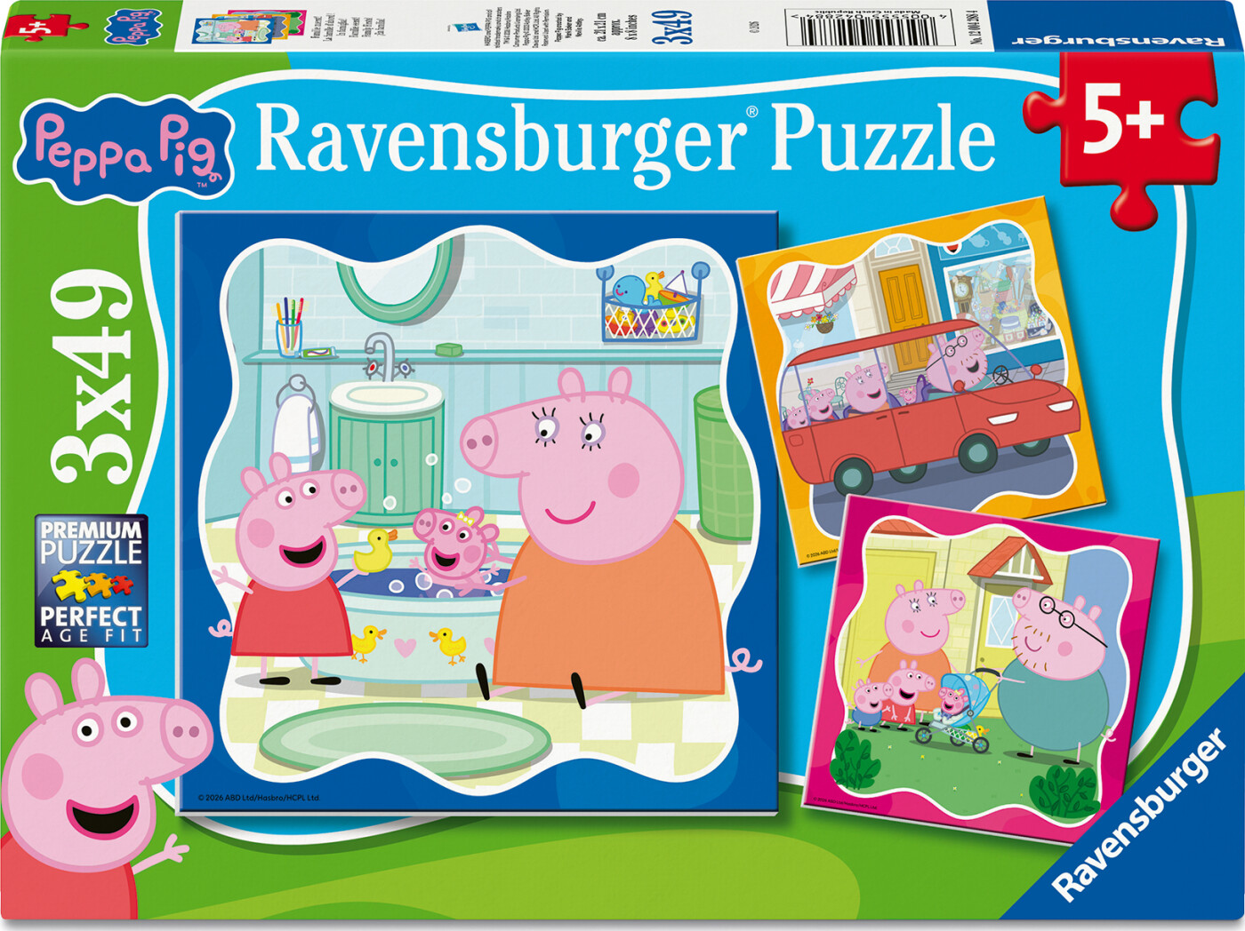 Ravensburger - Peppa Pig Puzzles - 3x49 Brikker - Gurli Gris