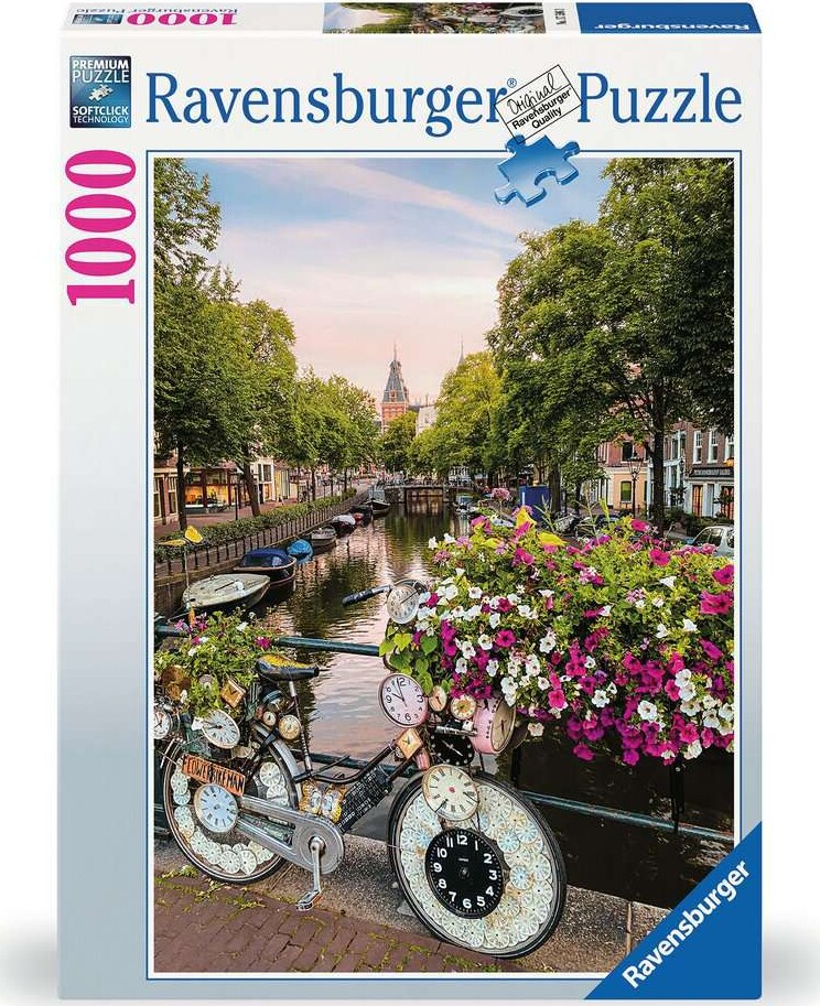 Se Ravensburger Puslespil - Cykel I Amsterdam - 1000 Brikker hos Gucca.dk