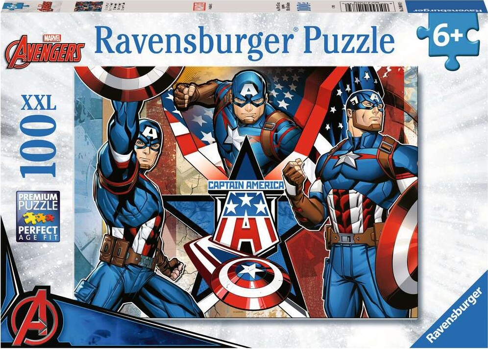 Se Marvel Puslespil - Captain America - 100 Xxl Brikker - Ravensburger hos Gucca.dk