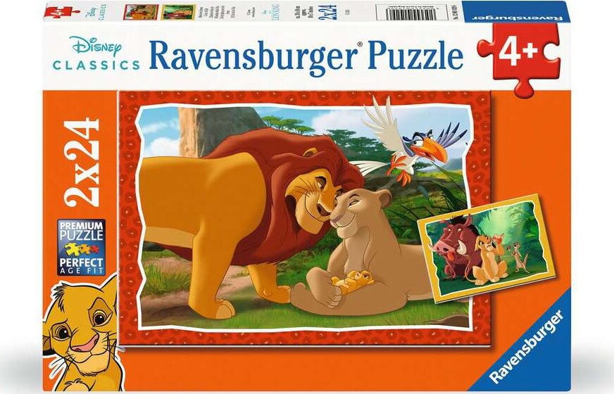 Se Løvernes Konge Puslespil - Disney - 2x24 Brikker - Ravensburger hos Gucca.dk