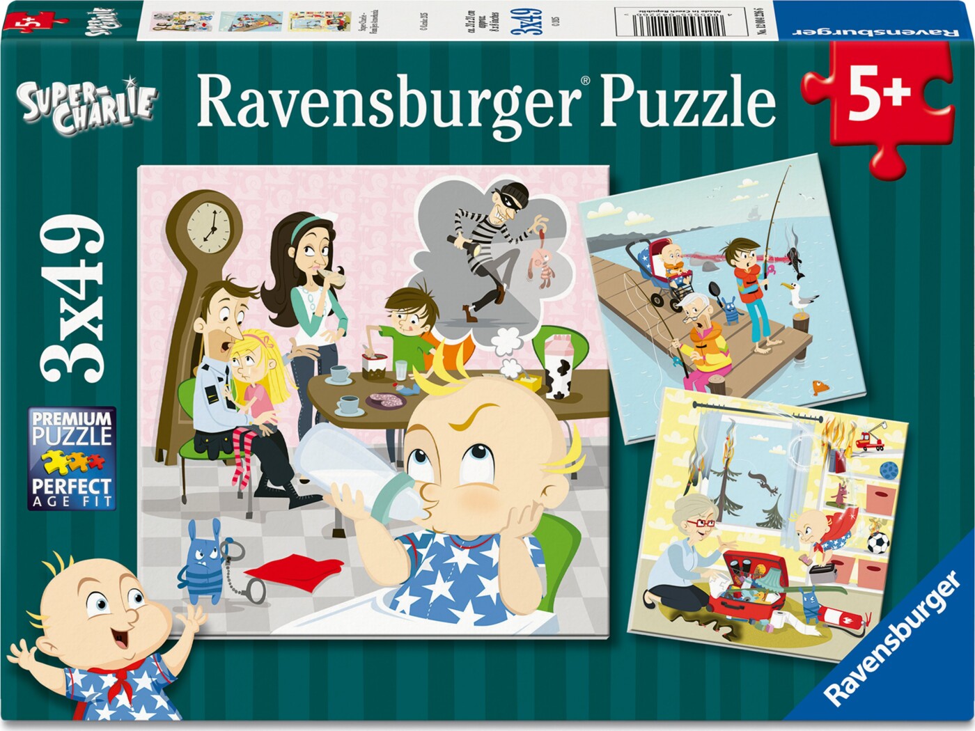 Ravensburger Puslespil - 3x49 Brikker - Super Charlie