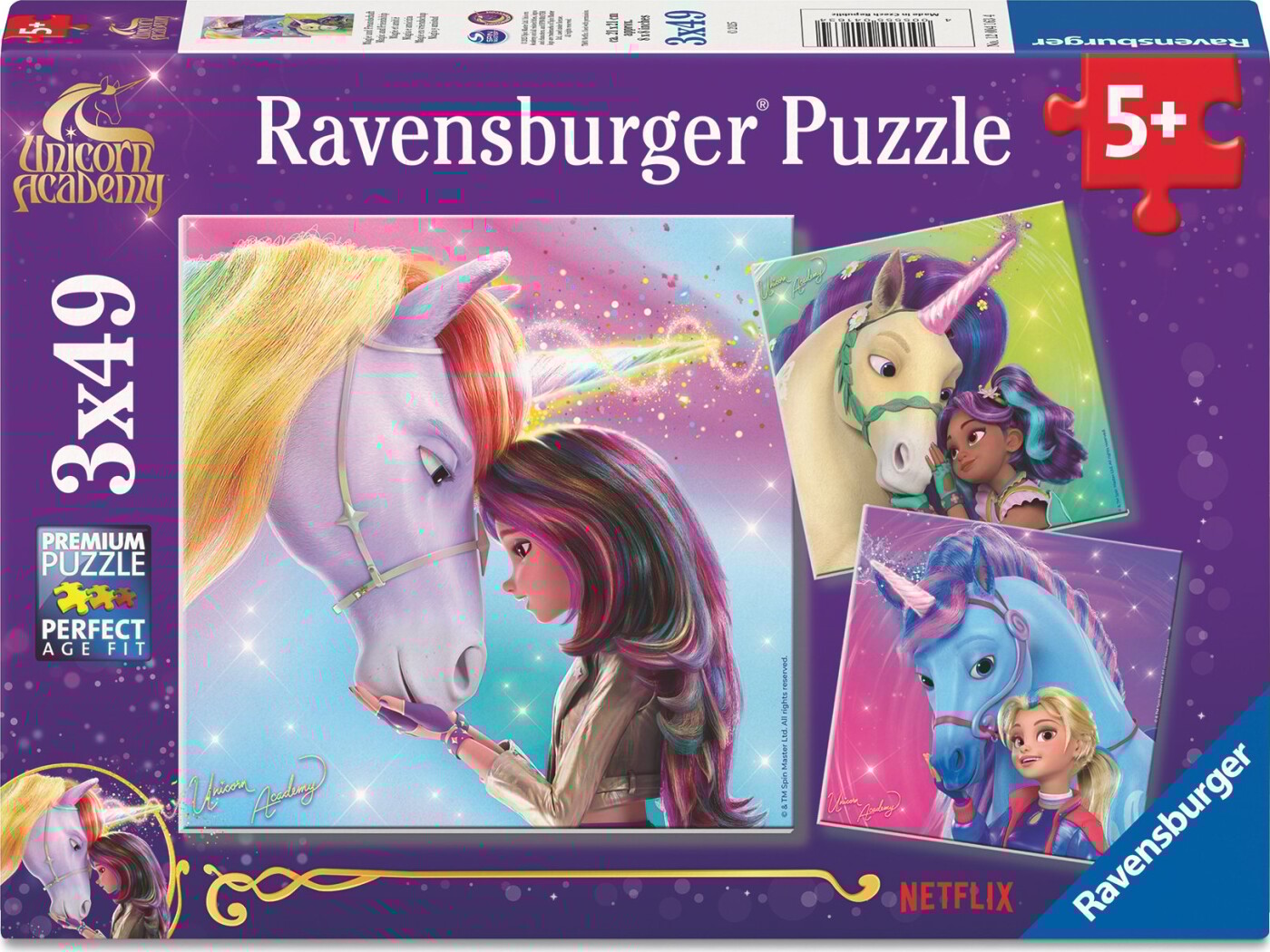 Ravensburger Puslespil - 3x49 Brikker - Enhjørning Akademi