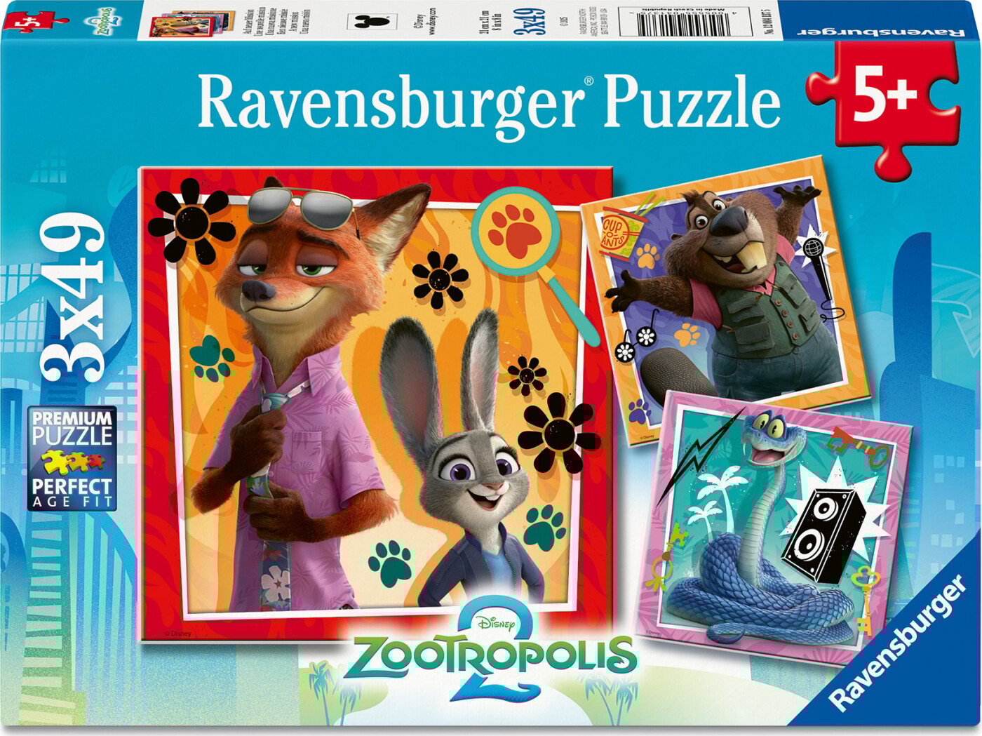 Ravensburger Puslespil - Zootropolis 2 - 3x49 Brikker