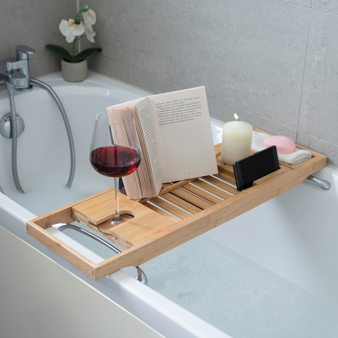 Red Monkey - Mad Monkey 2000113 Badekar Træ Bamboo - Adjustable, Fits Bathtubs Up To 1 Meter Wide - Natural