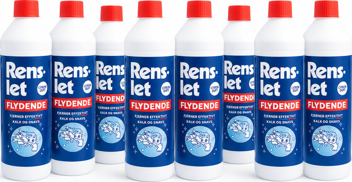 Rens-let - Flydende Kalk Og Snavs Fjerner - Citron Duft 1 L - 8 Stk