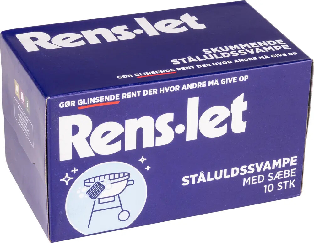 Rens-let - Ståluldssvampe Med Sæbe - 10x12 Stk.
