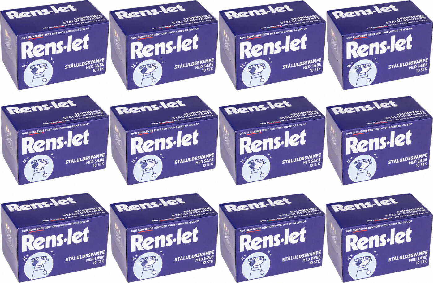 Rens-let - Ståluldssvampe Med Sæbe - 10x12 Stk.