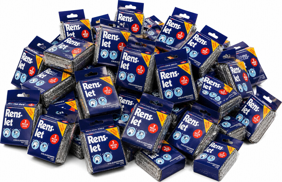 Rens-let - Ståluldsvampe Med Sæbe - Mega Size - 3x24 Stk.
