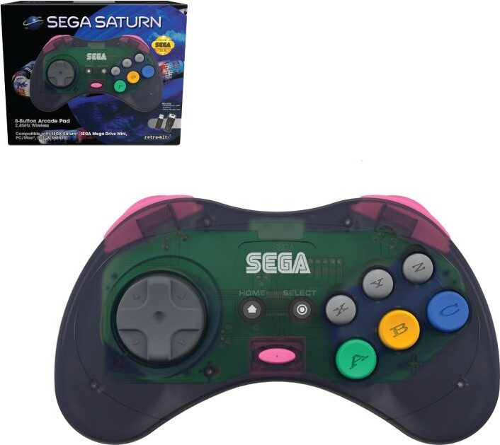 Retro-bit - Trådløs Gamepad Til Sega Saturn, Mega Drive Mini, Pc, Ps3 - Grå