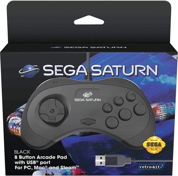 Retro-bit Sega Saturn - Usb Gamepad Controller Til Pc Mac Steam Sort