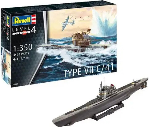 Revell - German Submarine Type Vii C/41 - 1:350 - Level 4 - 75154