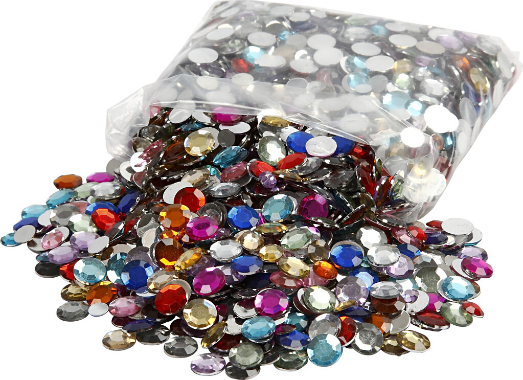 Rhinsten - Runde - Forskellige Farver - ø 6-12 Mm - 3600 Stk. billede