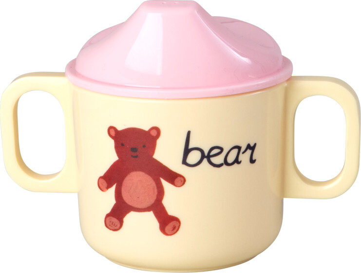 Rice - Melamine 2 Handle Baby Cup With Abcprint - Pink - 250 Ml
