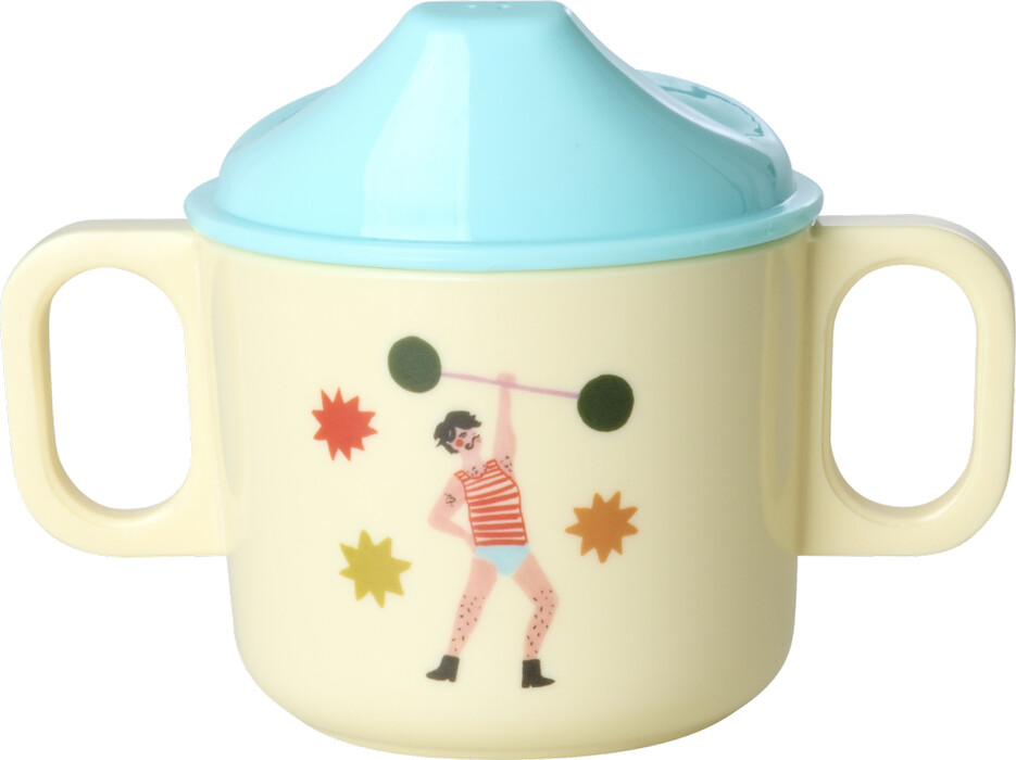 Rice - Melamine 2 Handle Baby Cup With Fun Fair Print - Mint - 250 Ml