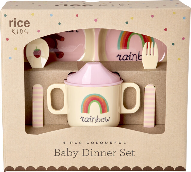 Rice - Melamine Baby Dinner Set - Pink - 4 Pcs
