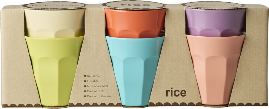 Rice - Melamine Cups - Assorted Glory Days Colors - Medium
