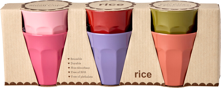 Rice Kopper - Melamin - 6 stk - 250 ml - Multifarvet