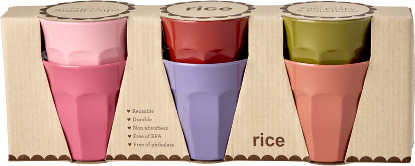 Rice - Melamine Cups - Assorted Solid Colors - Small - 160 Ml