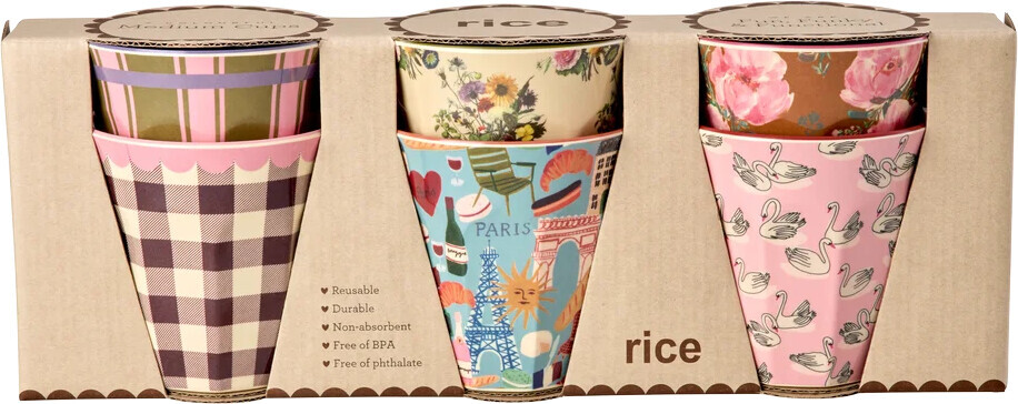 Rice - Melamine Cups With Bon Vivant Prints - Medium - 250 Ml