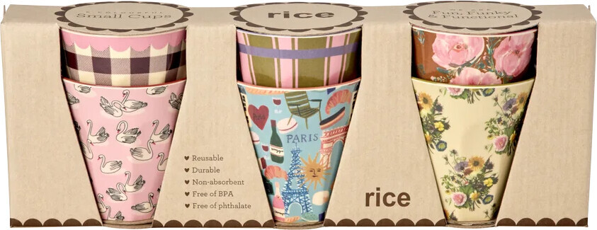 Rice Kopper - Melamin - 6 stk - 160 ml - Multi/Bon Vivant Prints