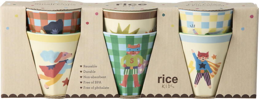 Rice Kopper - Melamin - 6 stk. - 160 ml - Hero Print/Grøn
