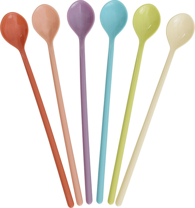 Rice - Melamine Latte Spoons - Glory Days Colors - Set Of 6