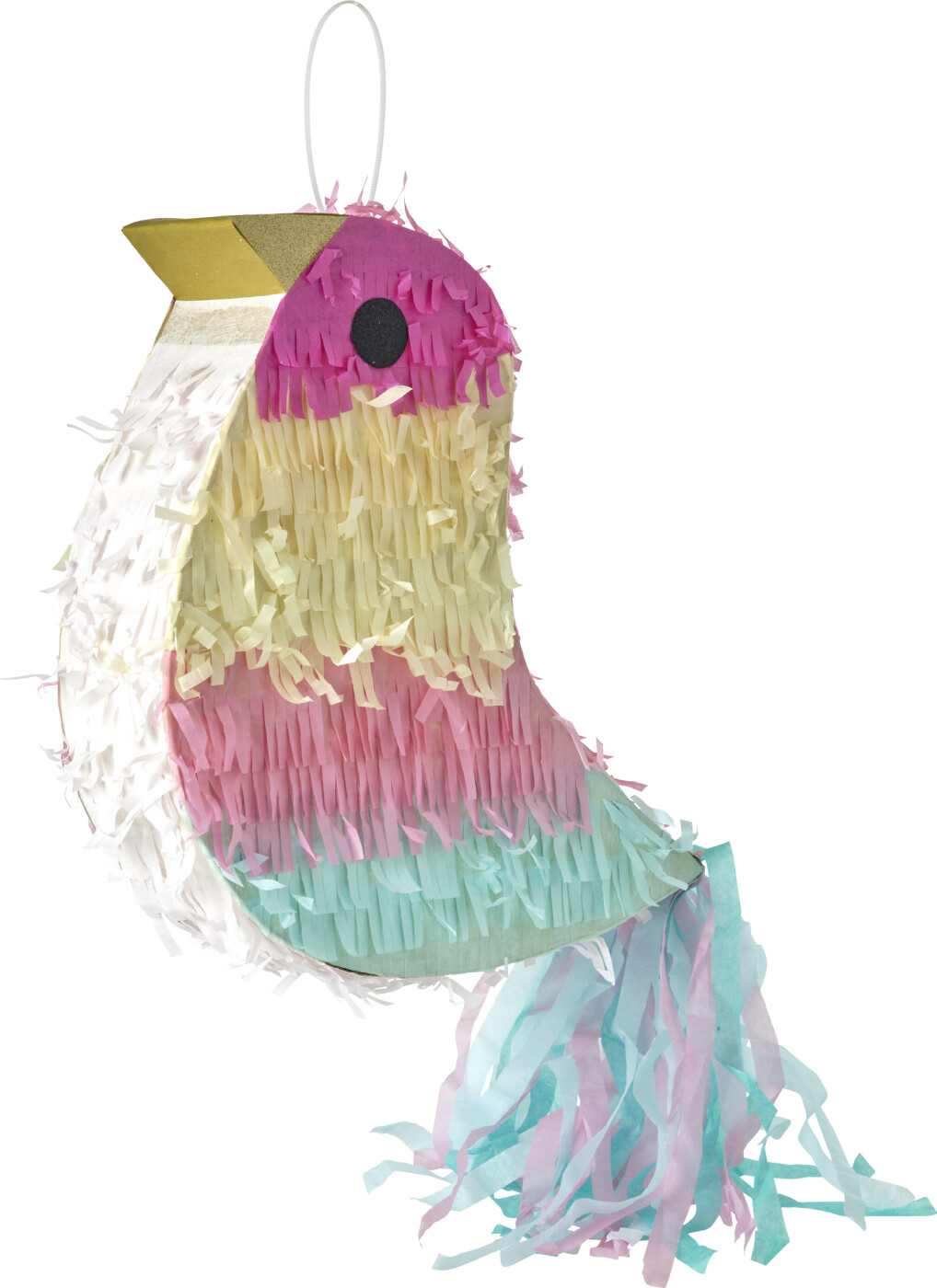 Rice - Pinata In Bird Shape - Pink, Yellow, Blue - Large