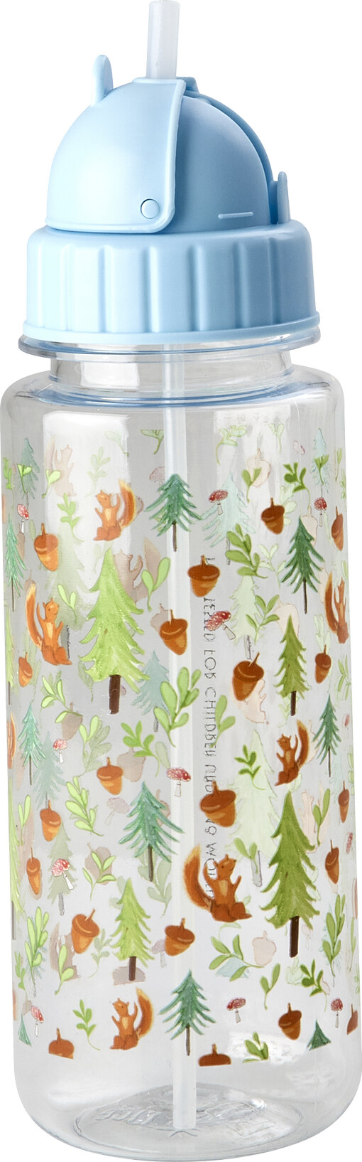 Rice - Plastic Kids Drinking Bottle With Happy Forest Print - Blue - 500 Ml