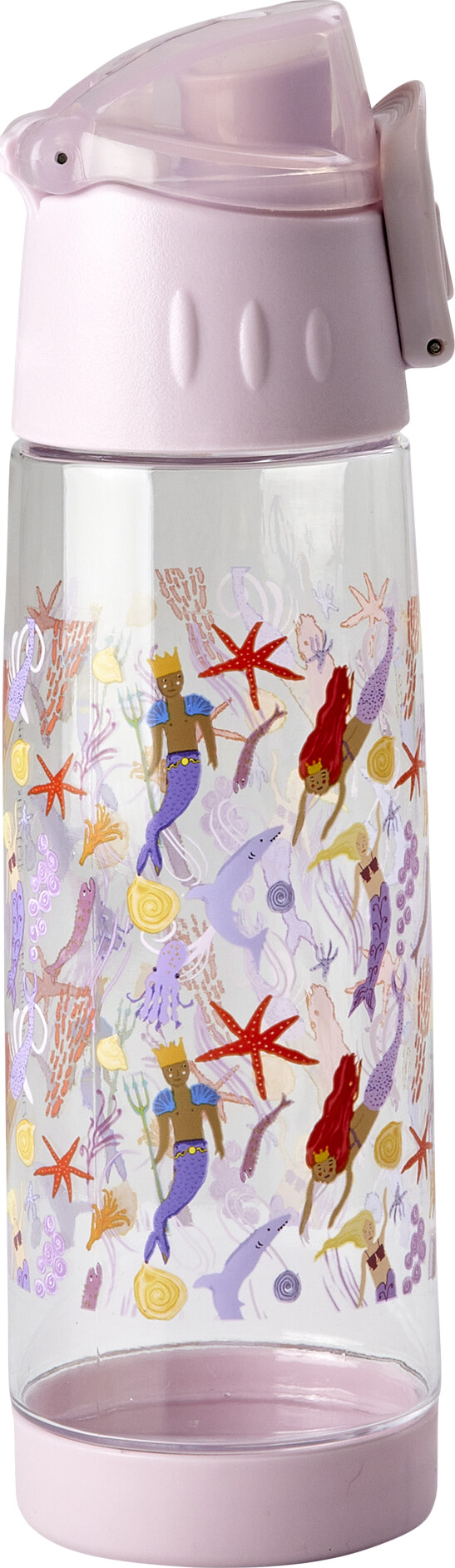 Rice - Plastic Kids Drinking Bottle With Mermaid Print - Lavender - 500 Ml