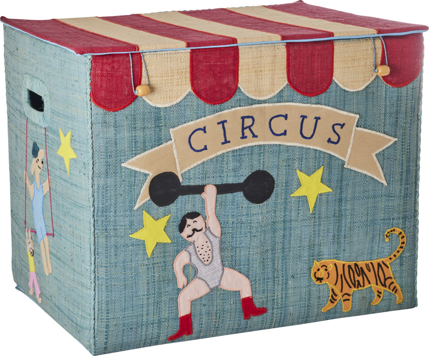 Rice - Raffia Storage Box With Circus Theme - Extra Large