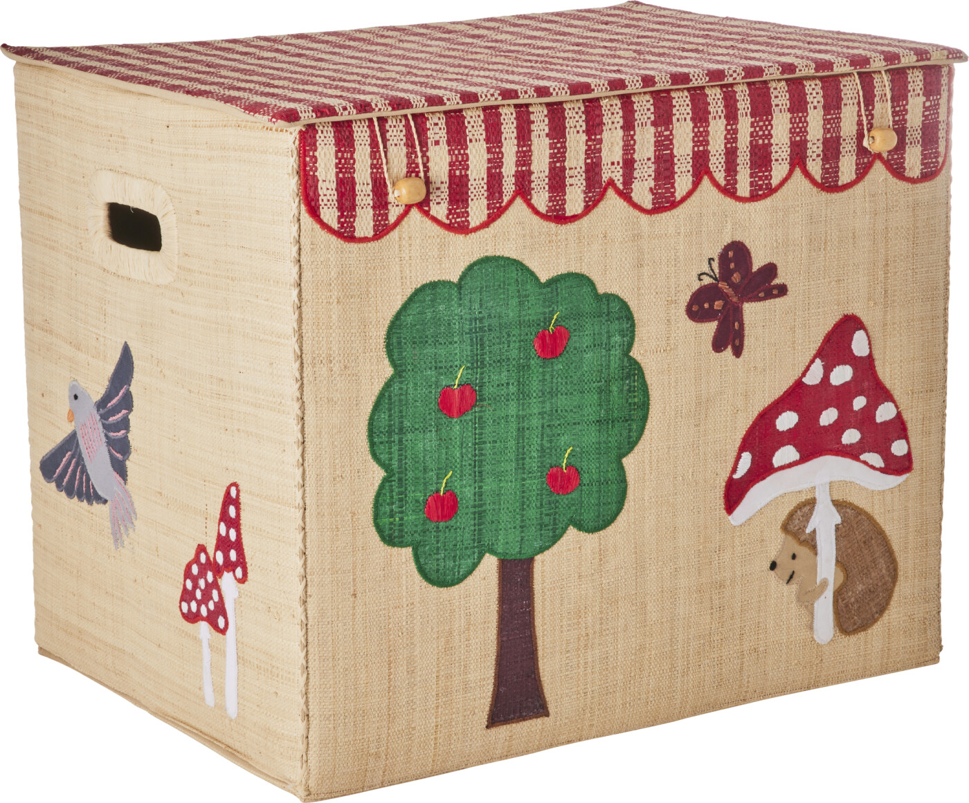 Rice - Raffia Storage Box With Happy Forest Theme - Extra Large